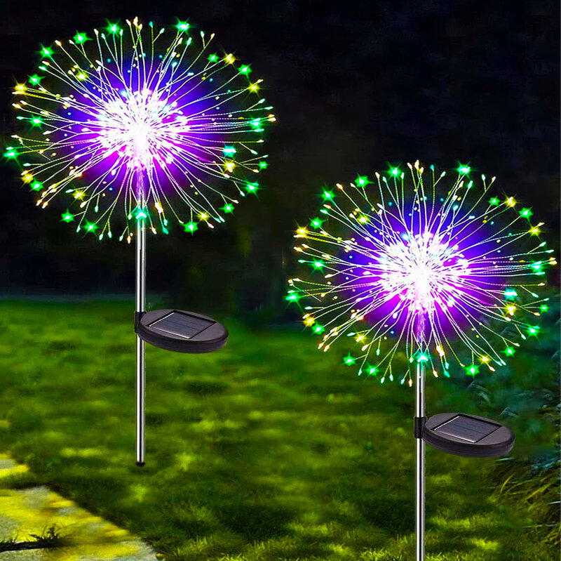 Фонарики, солнечные фейерверки, подсветка для улицы, травяной шар, искусственная лампа для сада, газона, ландшафта, праздничная лампа