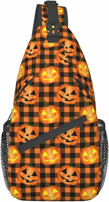 Halloween Cats Sling Bag para mulheres e homens, sacos de ombro crossbody ajustáveis, casuais, mochilas de peito, retro engraçado, Halloween