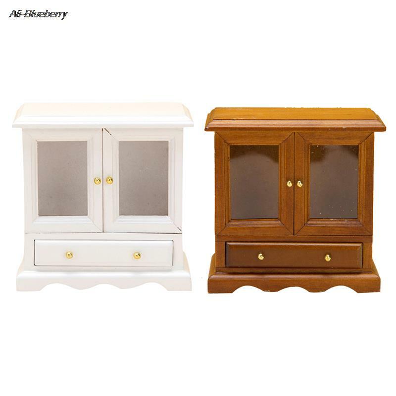 Hot! 1/12 Miniature Dollhouse Display Cupboard Doll House Cabinet Showcase Dollhouse Furniture Decoration Accessories