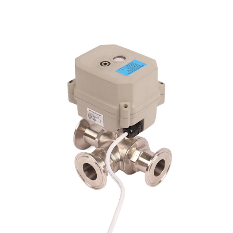3 Way Stainless Steel Mini Motorized Motor Operated Valve Electric Actuator Water Control Sanitary Ball Valve