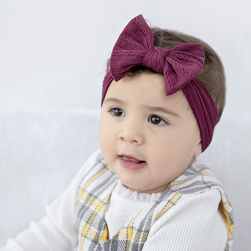 Elastic Knit Headband para Bebês Recém-nascidos Meninas, Soft Nylon Turbante para Crianças, Kids Headwear, Acessórios para Cabelo, Lovely Arcos