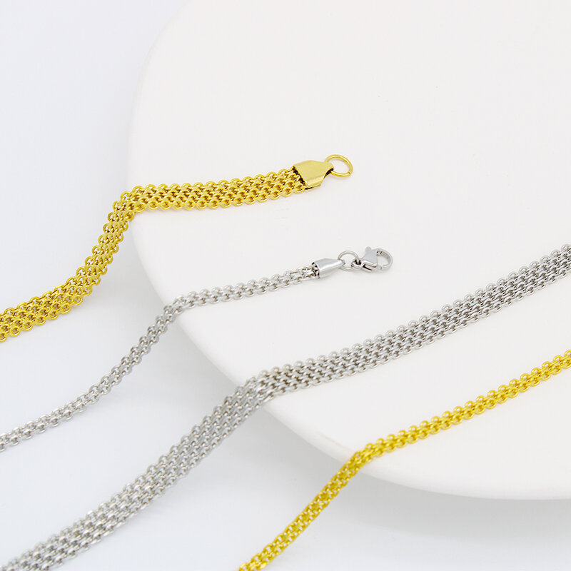 3mm 6mm Korean Fashion New  Gold Plating Mesh Chain Necklace for Women Luxury Fine Trinket Polished Stainless Steel Jewelry