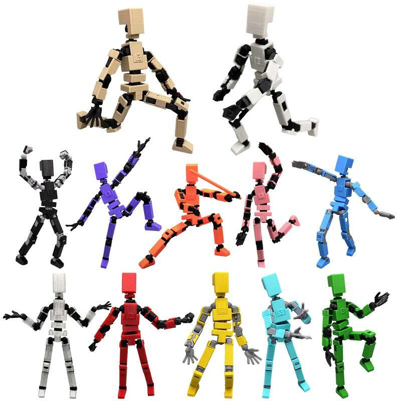 Figuras de acción estampadas en 3D para niños, muñecos móviles de articulación múltiple mecánica, modelo colorido para niños, juguete de colección, regalos para niños
