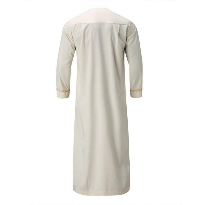 Lässiges Herren hemd traditionelle Maxi-Robe für Männer aus dem Nahen Osten mit langem Reiß verschluss und langen Ärmeln im Retro-Stil für den Sommer für Malaysia