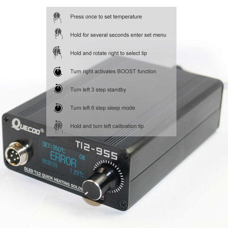 STM32-OLED 인치 디지털 디스플레이 납땜 스테이션 V2.1S 컨트롤러 5pin 1.3 핸들 납땜 인두 팁 플러그 없음