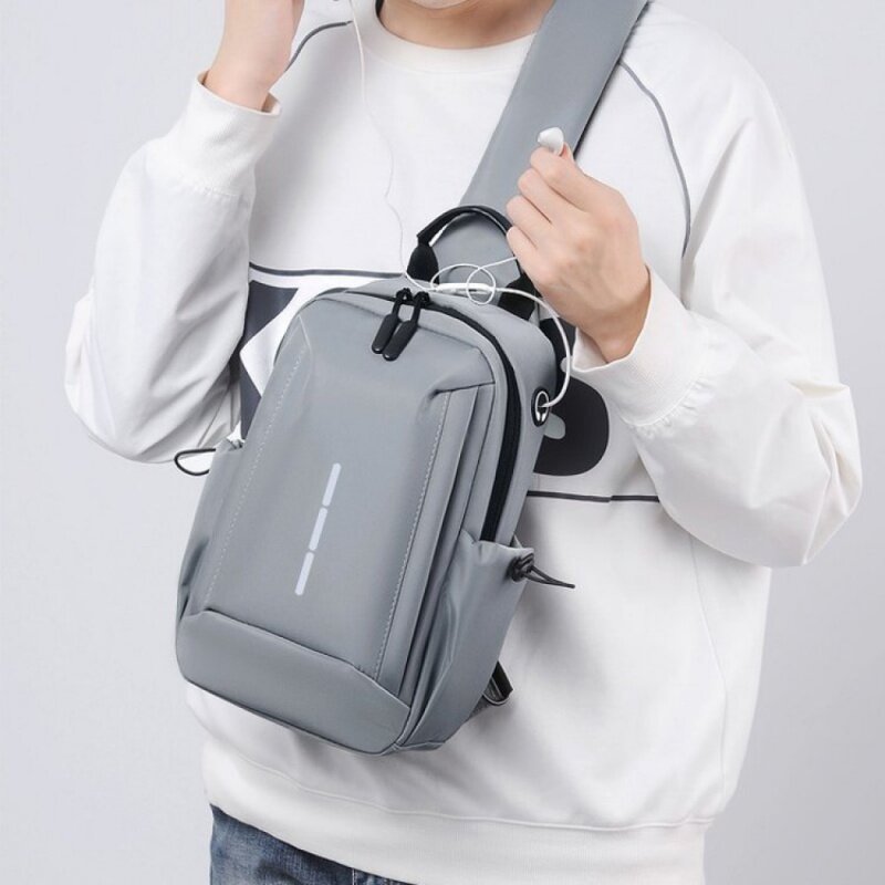 Bolsa de ombro cruzada masculina, bolsa de peito de grande capacidade, bolsa mensageiro simples, bolsa de viagem fashion