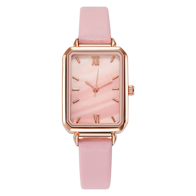 WOKAI 브랜드 여성 시계 패션 광장 숙녀 석영 시계 팔찌 세트 그린 다이얼 간단한 로즈 골드 메쉬 럭셔리 여성 시계
