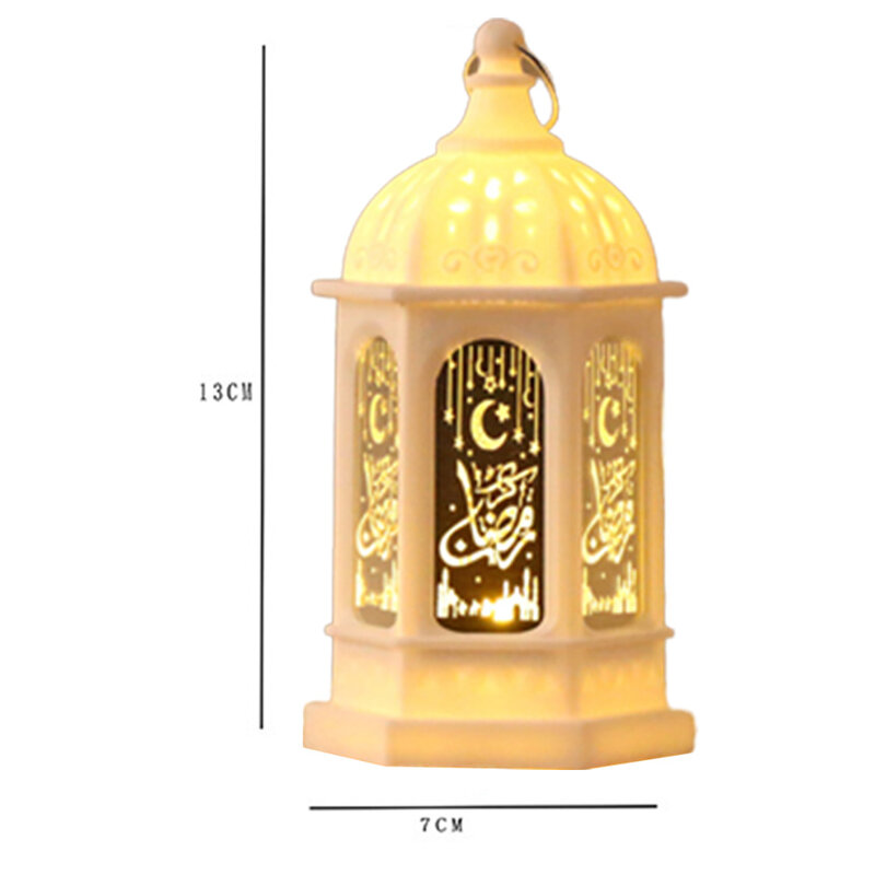 Eid Mubarak latarnia dekoracyjna przenośna imitacja świateł LED wisząca latarenka do świąteczne dekoracje w domu