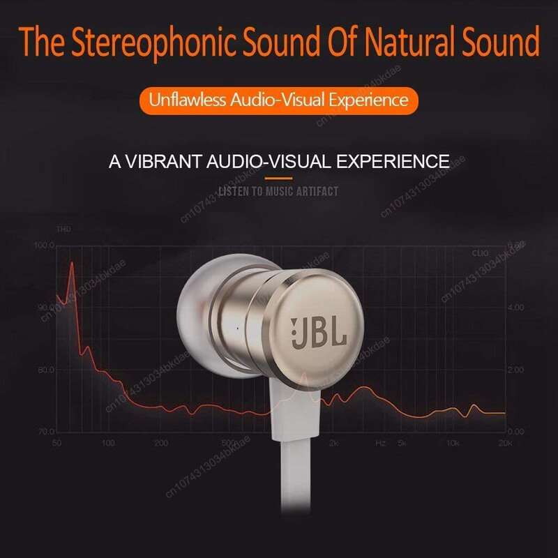 JBL TUNE 290 fone de ouvido estéreo com fio Sport Earbuds, Pure Bass Headset T290, controle remoto com 1 botão, chamada com mãos livres, microfone para smartphones