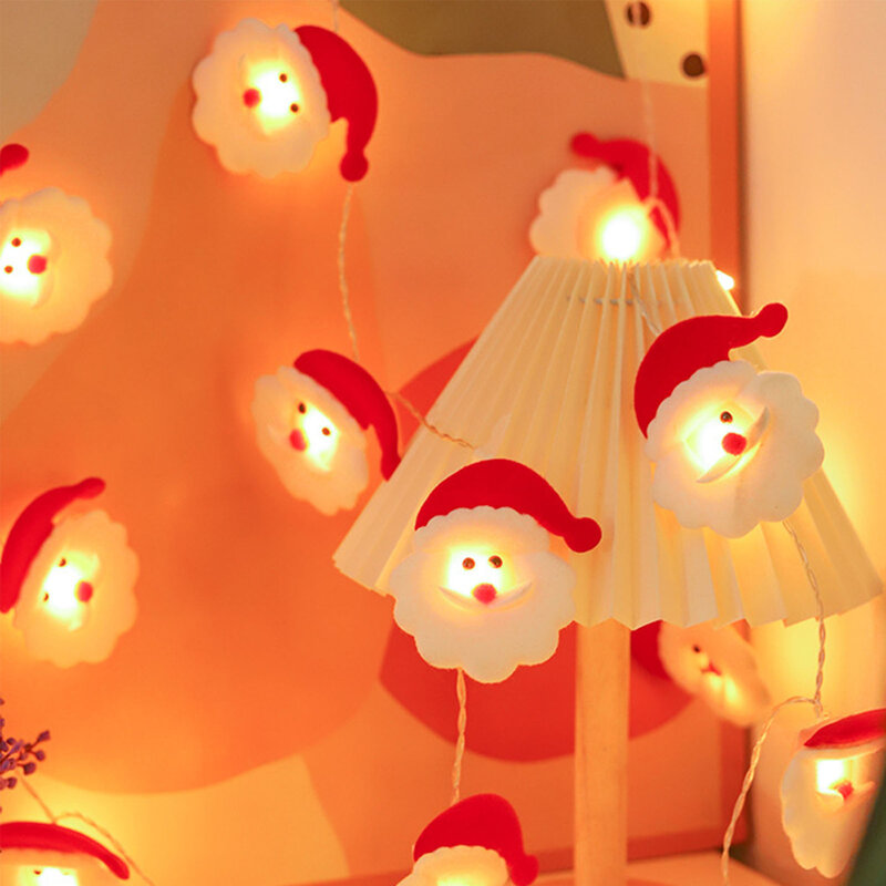 عيد الميلاد ثلج سانتا سلسلة أضواء ، والكامل من الشعور جو دافئ ، زخرفة شجرة