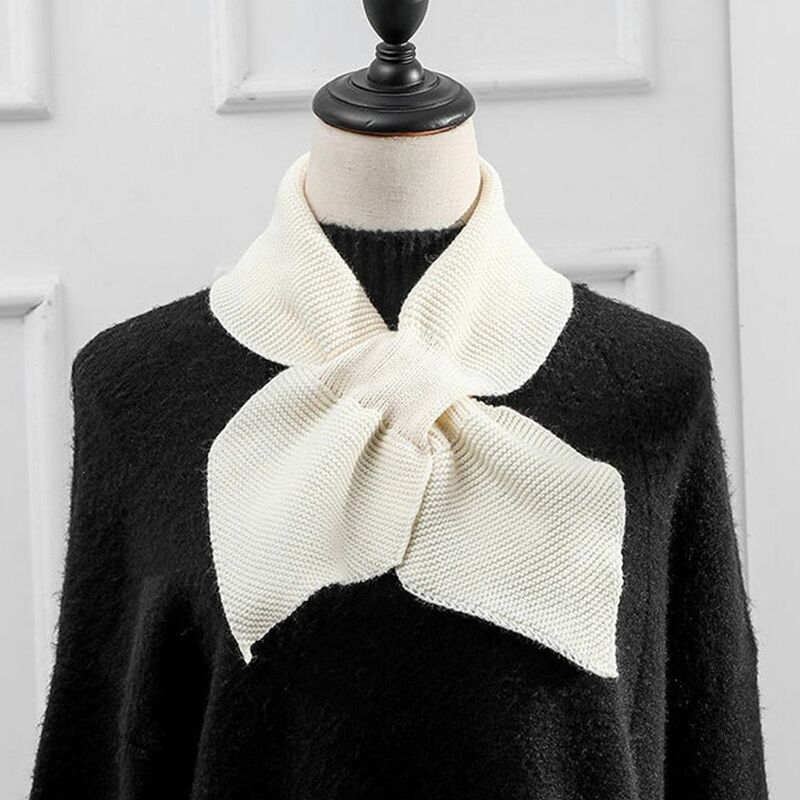Gola alta tricotada à prova de vento para mulheres, lenço cruzado quente, aquecedor casual, destacável, inverno