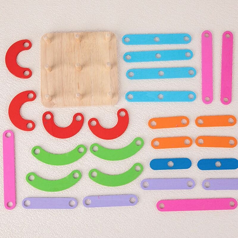 Colore Geoboard Puzzle in legno giocattoli numero carino cognizione costruzione Puzzle Pegboard lettera giocattoli sensoriali Montessori regalo