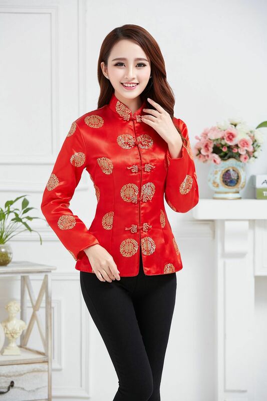 Plus rozmiar strój Tang kurtka koszula tradycyjna chińska odzież kobiet kobiet Retro Vintage Qipao Top Cheongsam haftowana bluzka
