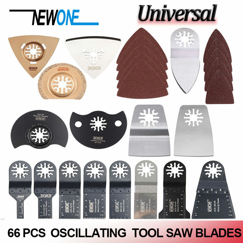 Newone 66 Stks/set Hout Metaal Plastic Oscillerende Multitool Zaagbladen Voor Vernieuwer Power Tools Als Fein Multimaster, Dremel