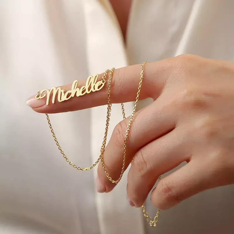 Collana con nome personalizzato per donna gioielli in acciaio inossidabile placcato oro 18 carati targhetta personalizzata ciondolo catena girocollo regalo di compleanno