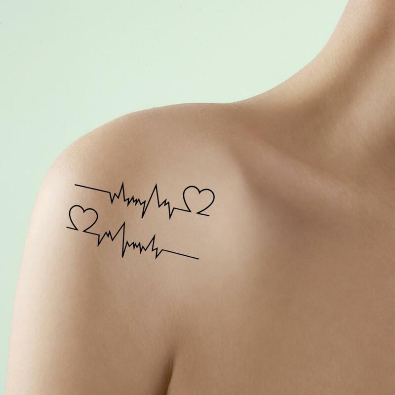 Stiker tato modis, stiker tato mode tahan air uniseks, dekorasi gelombang cinta tubuh sementara untuk