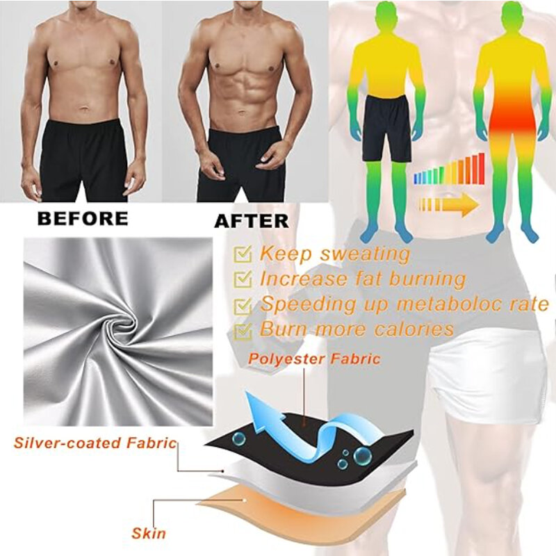 Mrifila-Sauna Sweat Calça Curta Masculina, Leggings Hot Thermo, Calça de Cintura Alta Compressiva, Fato Body Shaper Workout
