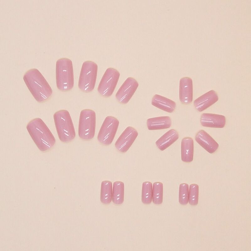24 szt. Kwadratowe sztuczne paznokcie z galaretowatymi naklejkami w kolorze francuskim różowym sztuczne paznokcie pełne nakrycie na paznokcie DIY odpinane końcówki do paznokci