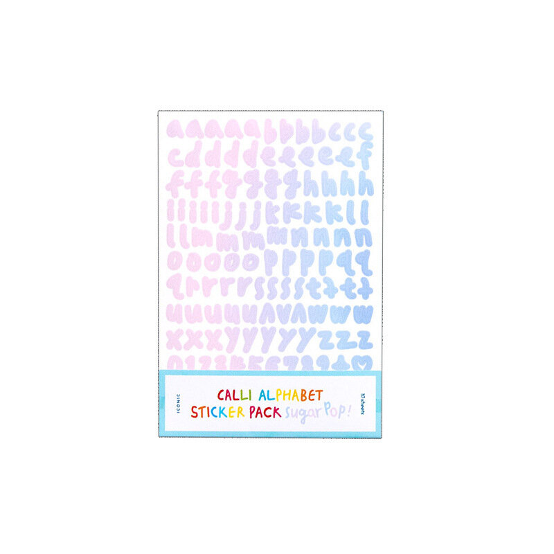 그라데이션 컬러 알파벳 숫자 장식 스티커 재료 스티커 스크랩북 라벨 일기 컵 전화 저널 플래너, 10 피스