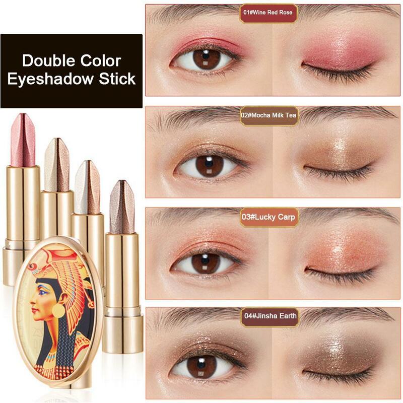 Double Color Eyeshadow Stick, Glitter Eye Shadow Makeup, à prova d'água, Bicolor, Shimmer Cosmetics, Beauty Makeup Tool