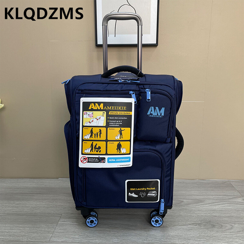 KLQDZMS koper kain Oxford untuk, koper baru 20 "24" 29 inci kapasitas besar tahan air dengan roda beroda