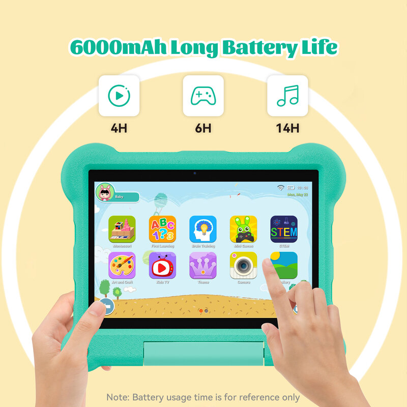 Детский планшет с 10,1-дюймовым дисплеем, восьмиядерным процессором, ОЗУ 4 Гб, ПЗУ 64 ГБ, 4G LTE, 10,1 мАч