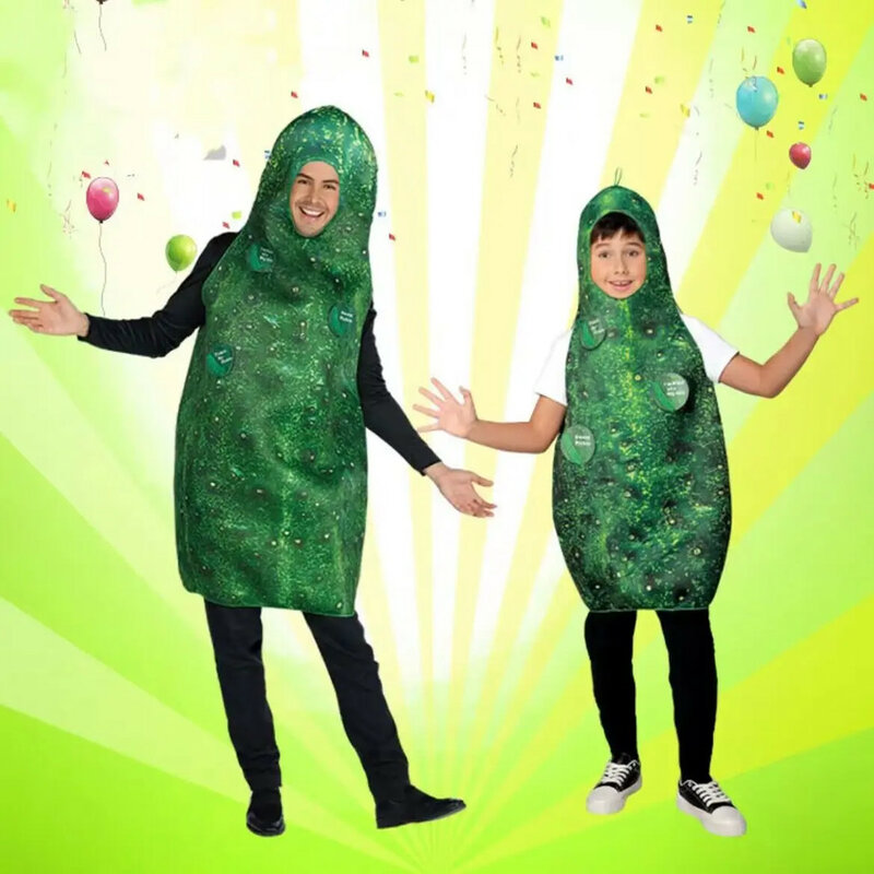 Zabawny kostium ogórka Cosplay dla dorosłych i dzieci Odzież imprezowa z owocami