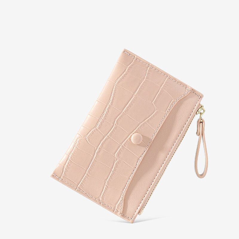 女性のための小さなジッパー付きの小さな財布,無地のデザイン