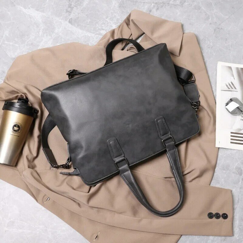 Деловой серый мягкий кожаный портфель для мужчин, роскошные сумки, Высококачественная сумка-мессенджер на плечо, мужские Офисные сумки для ноутбука
