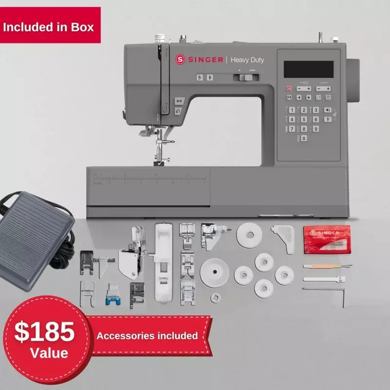 SINGER-máquina de coser electrónica de alta resistencia HD6700C, 411 aplicaciones de puntada, costura fácil
