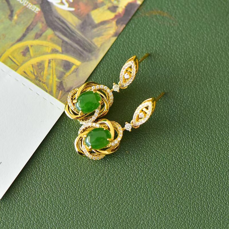 Hetian Jade kolczyki kamień naturalny jaspis stadniny kolczyk moda damska zaawansowana biżuteria Charms biżuteria akcesoria