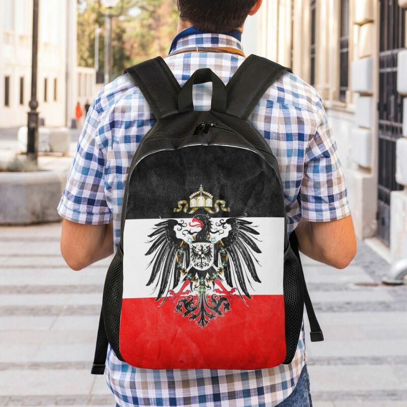 Custom Flag Of German Empire Laptop zaino uomo donna Fashion Bookbag per College School Student Germany Coat of Arms Bags