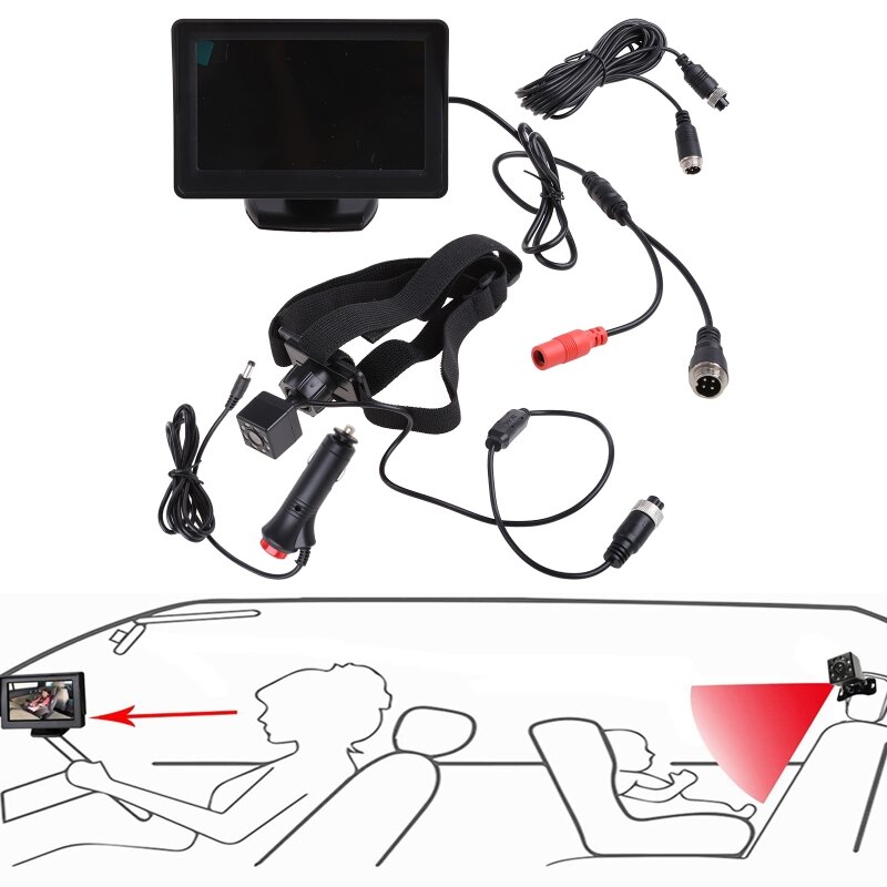 좌석 거울 USB 소켓 유아 안전을 위한 4.3인치 아기 어린이 자동차 좌석 M용