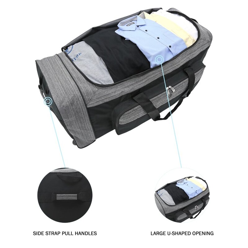 36" Tri-Fold Polyester Rolling Trunk Duffel for Travel