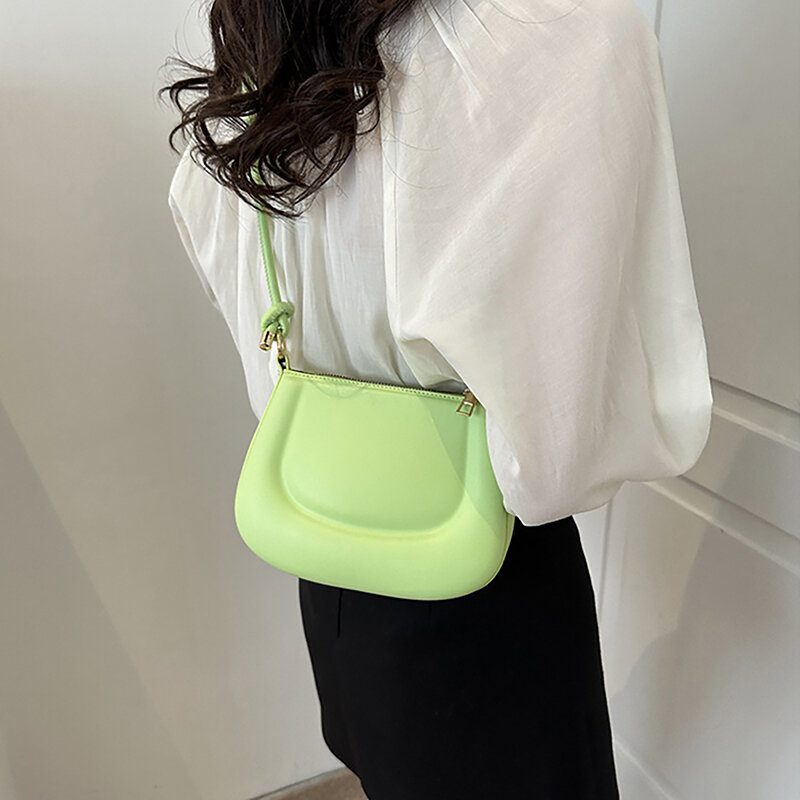Solid Color Shoulder Bag Leather Women's Bag Summer Simple And Casual Crossbody Bag Women Handbag Girls Retro Handbag