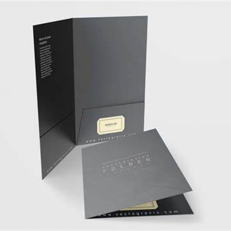 Kustom foil emas logo uv A4 hitam tekstur dekoratif file sekolah folder Presentasi Dokumen dengan kantong