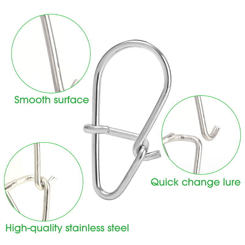 100Pcs Gourd Stainless Steel Fishing Hanging Snap Oval Split Rings Fast Lock Connector High Quality Barrel Swivel Tackle