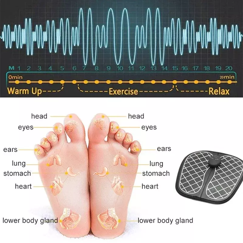 Elektryczny EMS masaż stóp r Pad nóżki do mięśni z akumulatorem masaż stóp mata do masażu poprawić działa przeciwbólowo krążenia krwi