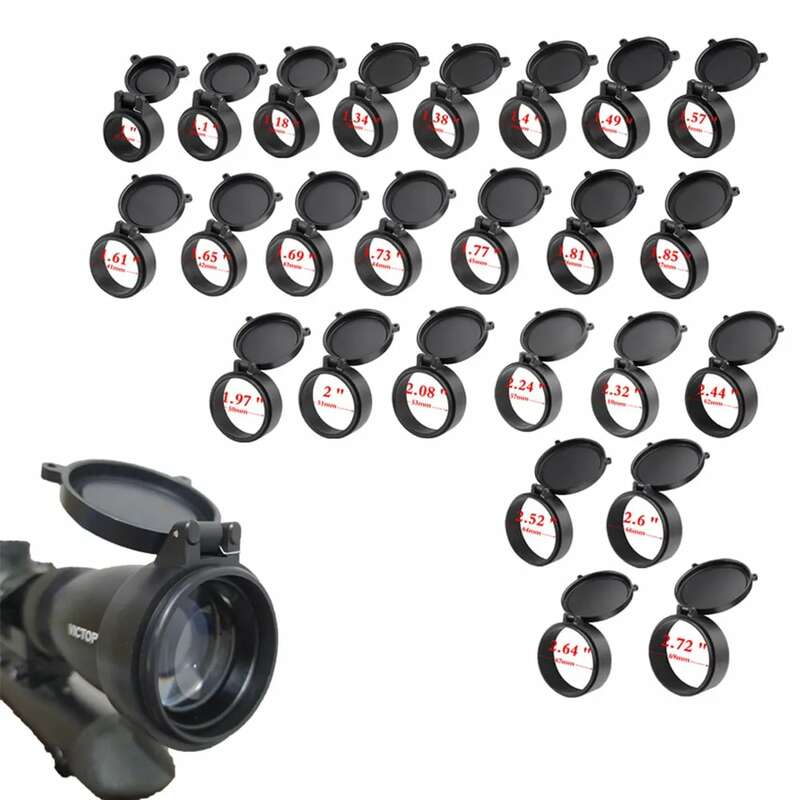 Dia 25-69mm Rifle Scope Lens Cover Flip Spring Up Quick Open Lens Protection Cover Dust Cap for Hunting Binoculars Scopes Sight