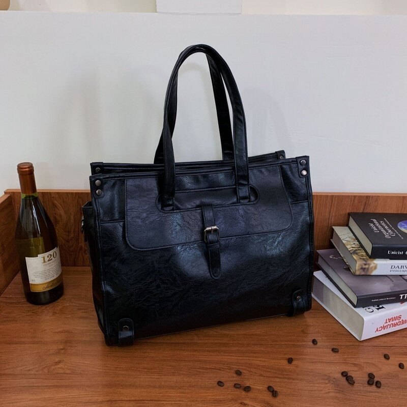 Nowa torebka męska ze skóry PU teczki biznesowe z zamkiem na co dzień męska torba na ramię biurowa Laptop dla mężczyzny