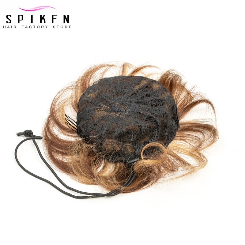 Extensiones de pelo falso para mujer y niña, moño de Ballet con cordón, cabello humano Real, Donut Chignon Updo