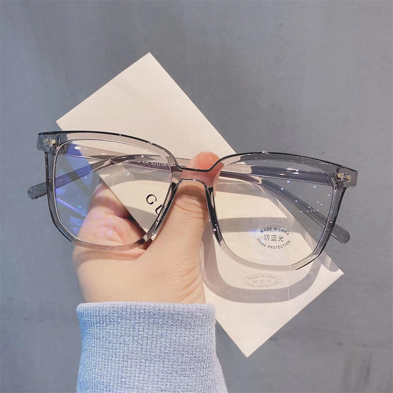 여성용 투명 사각 안경, 안티 블루 라이트, 컴퓨터 안경, 투명 렌즈, 레트로 블랙, 불규칙 안경테, 패션 2023