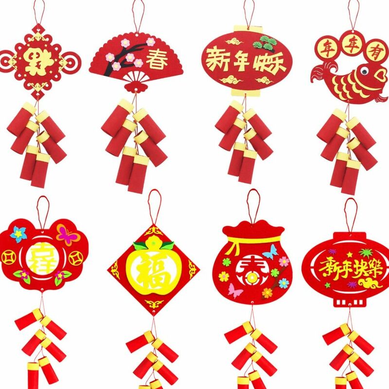 Marrone stile cinese decorazione ciondolo artigianato Layout puntelli giocattoli educativi di capodanno giocattolo fai da te con corda appesa
