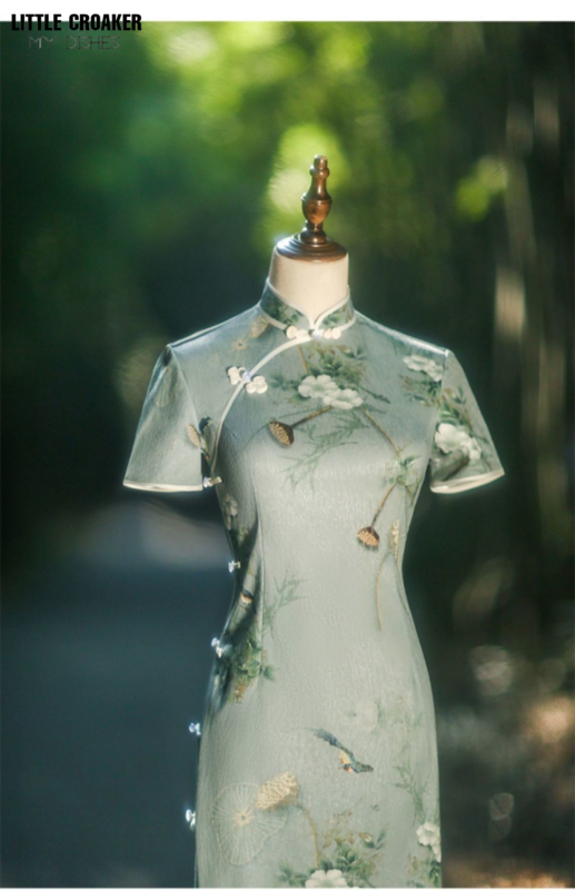 Knochen ätzung grün qipao verbessert Frühlings temperament High-End-Eleganz und fort geschrittenen Sinn junge Shanghai 2023 neuen weiblichen Stil