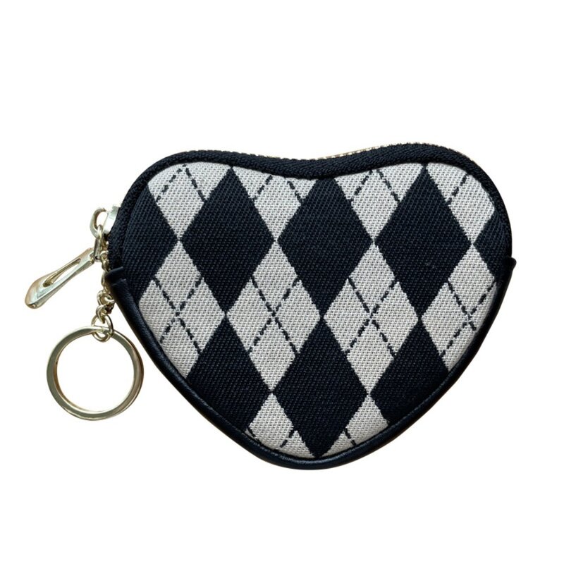 Zipper Coin Purpse Creative Key Ring Heart Shaped Storage Bag Mini Small Wallet Ladies