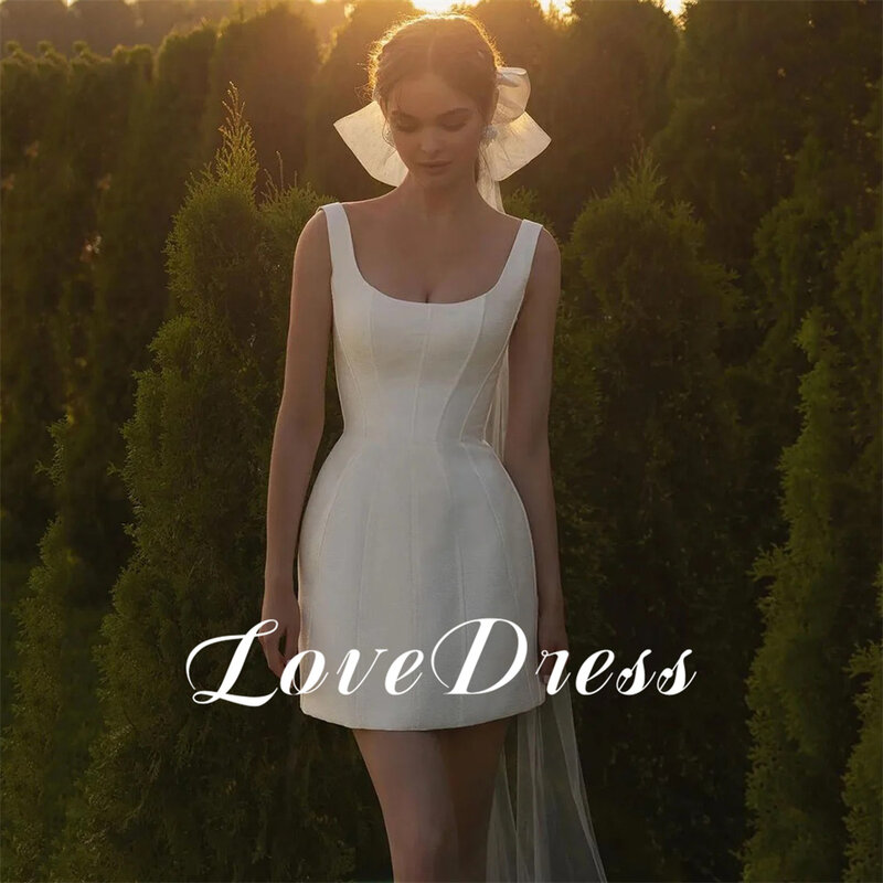 LoveDress Mini Vestidos De Noiva Curtos, Colarinho Quadrado, Desossagem Corpo Equipado, Vestidos De Noiva De Festa Elegante