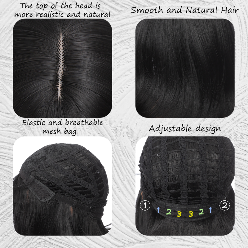 XG-peluca bob con flequillo de aire de moda, peluca corta de 12 pulgadas para mujer, peluca de cabeza completa de simulación natural