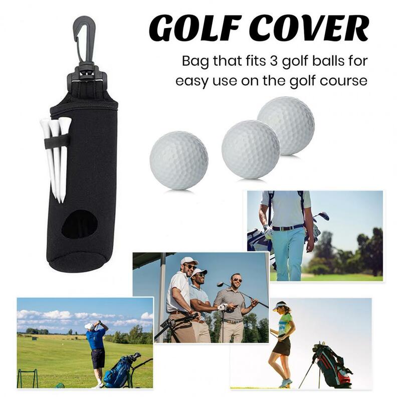Golf Ball Storage Pouch with Tee Holder Large Capacity Keychain Belt Clip Design Portable Golf Ball Carrier Bag