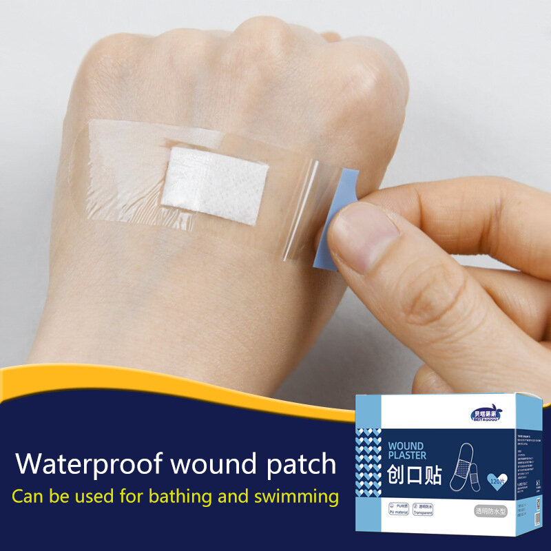 Band Aid impermeável transparente, Tiras médicas adesivas, Gesso para esportes, Banho, Primeiros socorros de proteção, PU