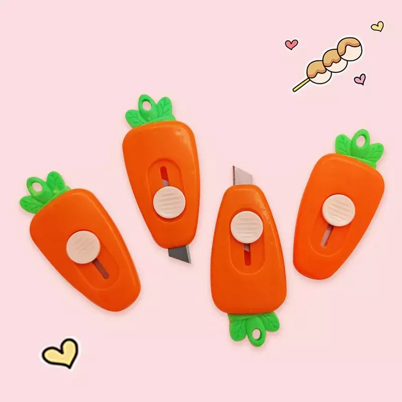 1Pc Kawaii Mini Carrot Art Utility Knife Pocket Express Box Knife Paper Cutter Craft Wrapping Refillable Blade School Stationery